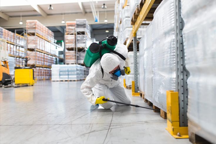 Commercial building protected by scheduled commercial pest control service